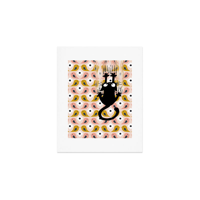 Unexspected falling cat blush Art Print Gallery Image 1