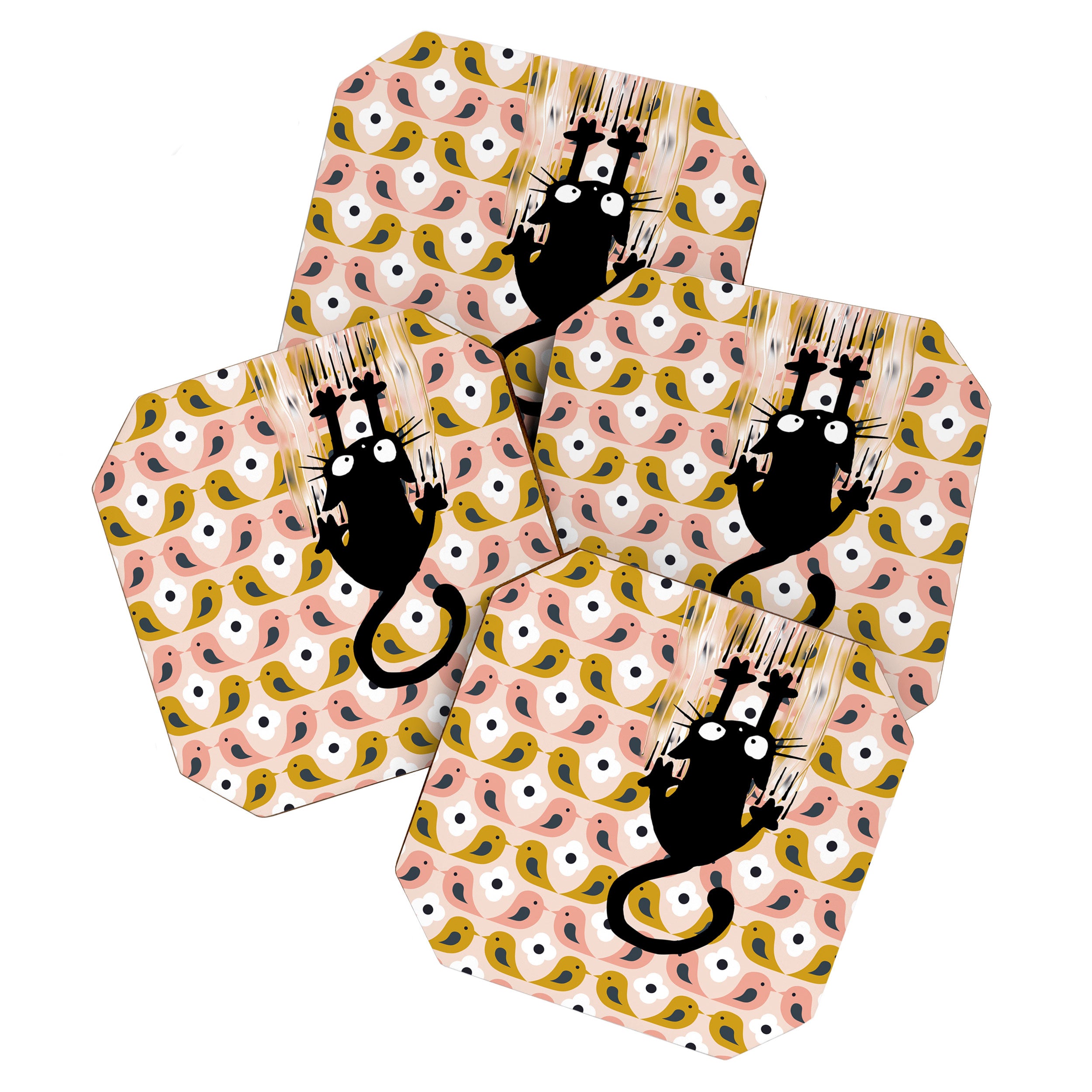 Unexspected falling cat blush Coaster Gallery Image 1