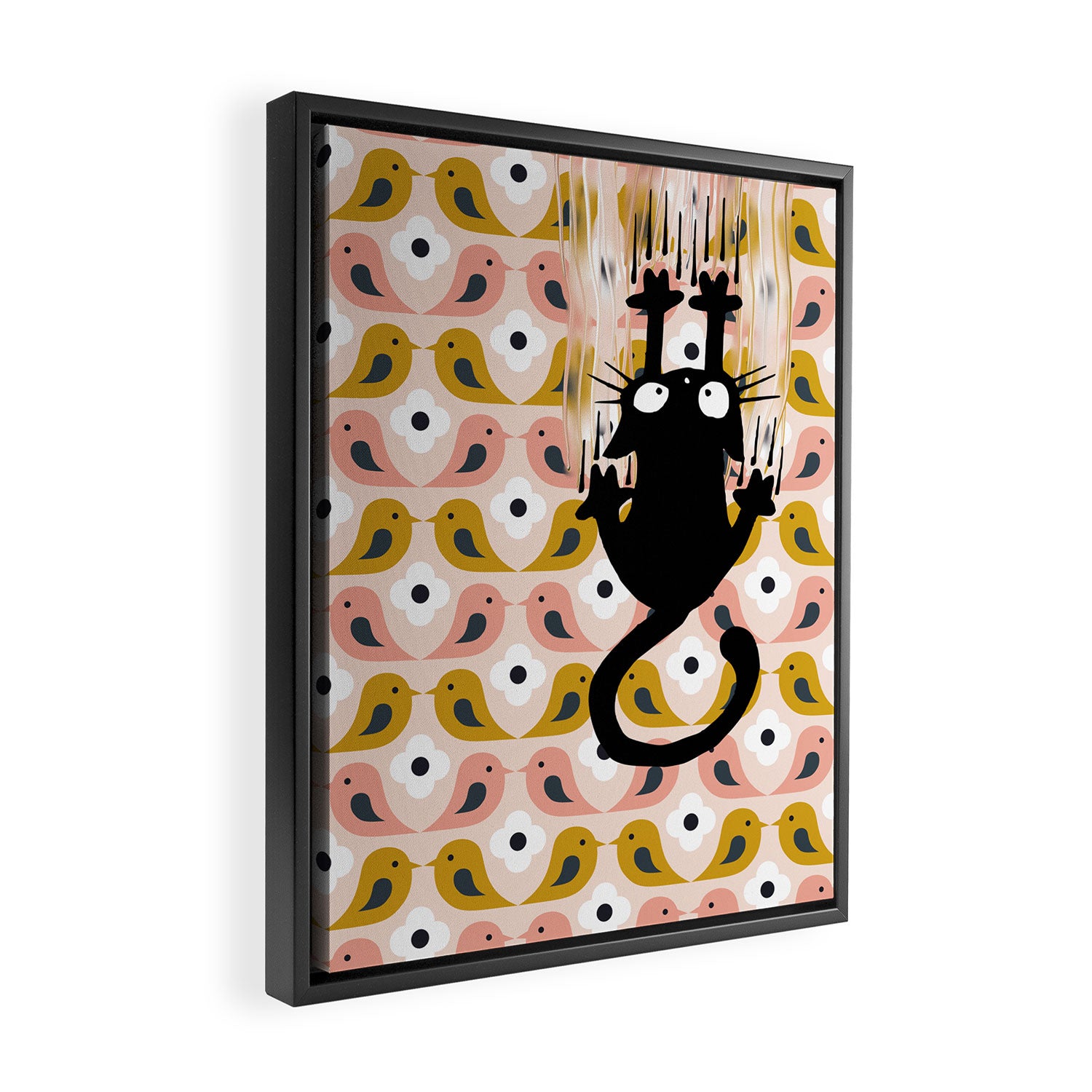 Unexspected falling cat blush Framed Canvas Print Gallery Image 2