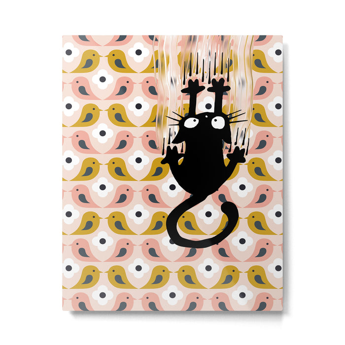 Unexspected falling cat blush Metal Print Gallery Image 1
