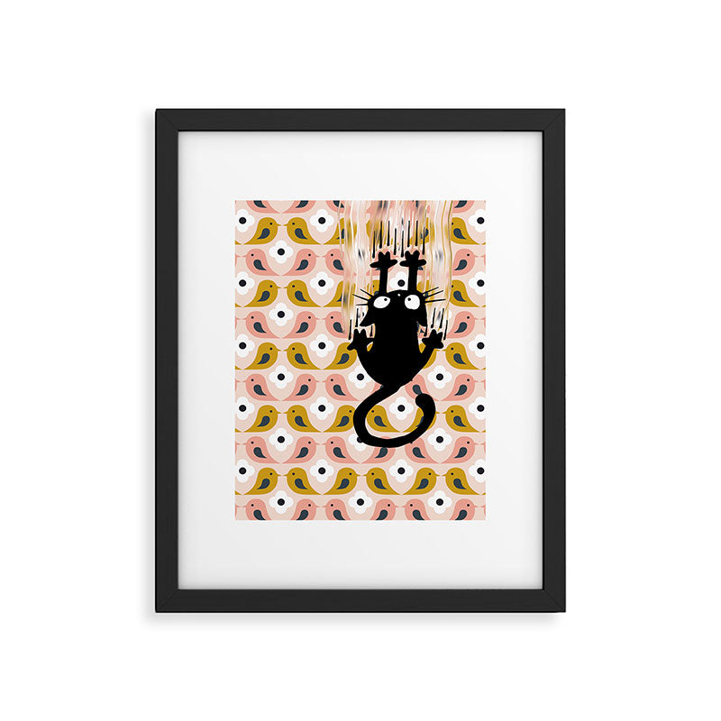 Unexspected falling cat blush Framed Art Print Gallery Image 5