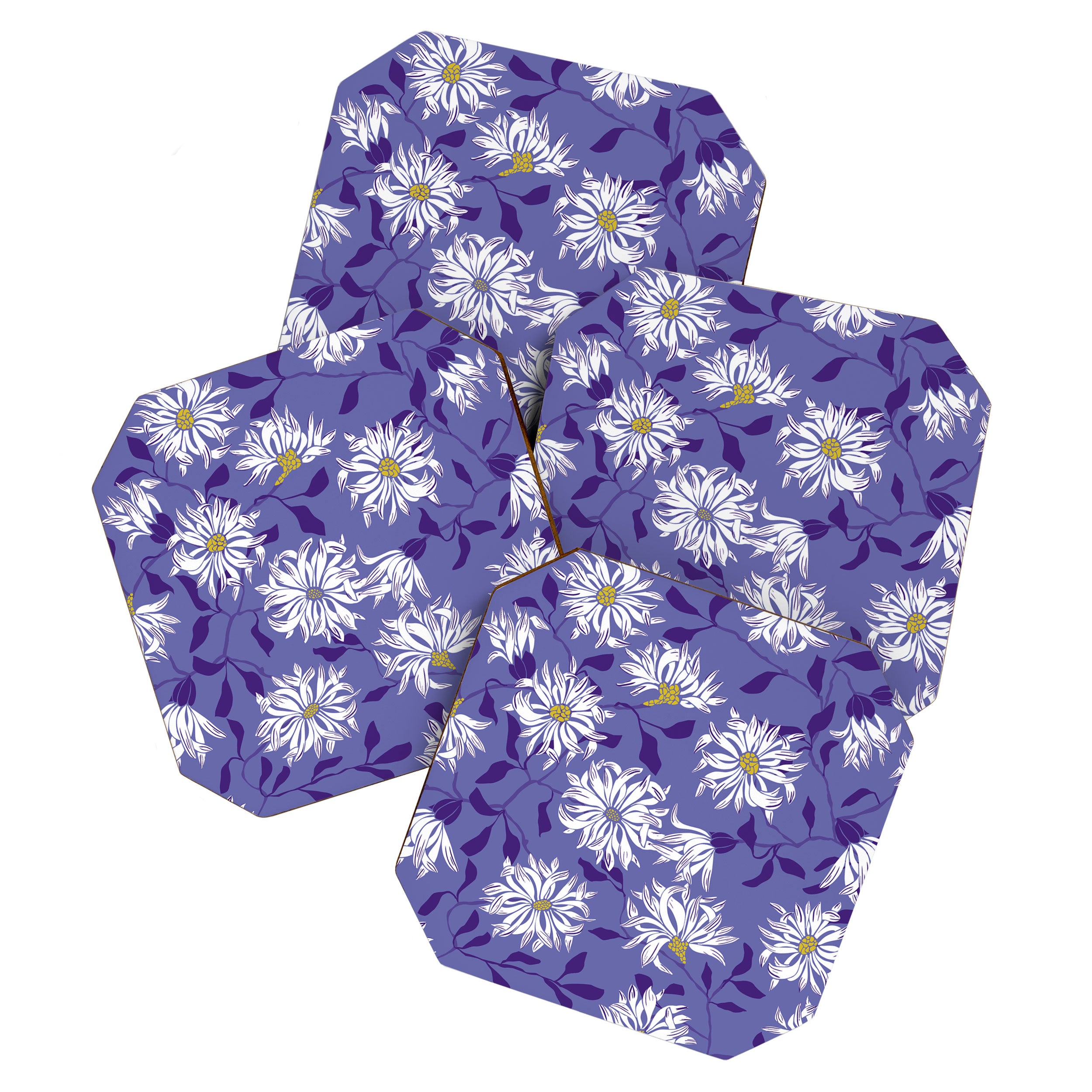 Very peri chrysanthemums Coaster Gallery Image 1