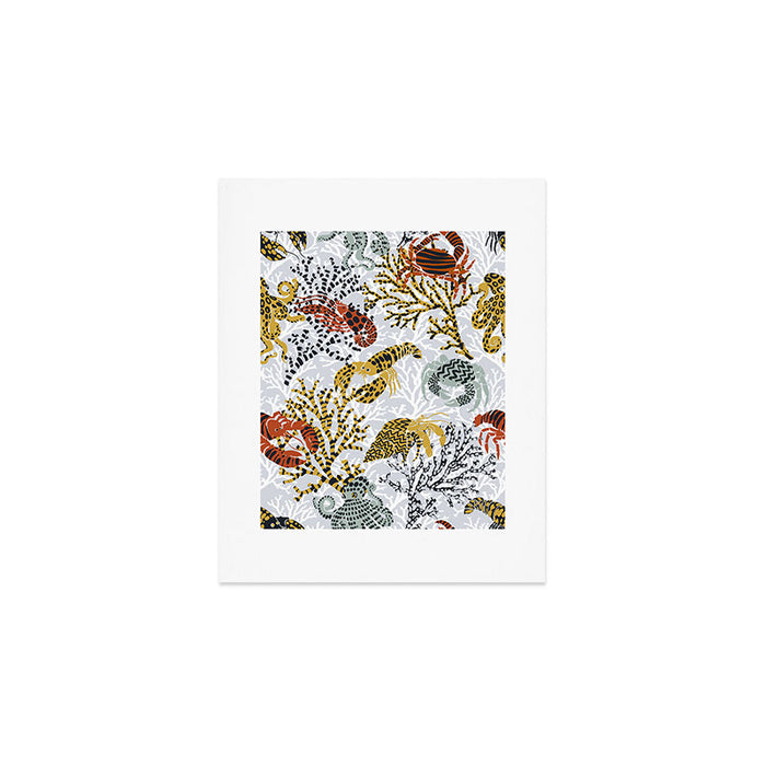 Vibrant coral reef light grey downtoned Art Print Gallery Image 1