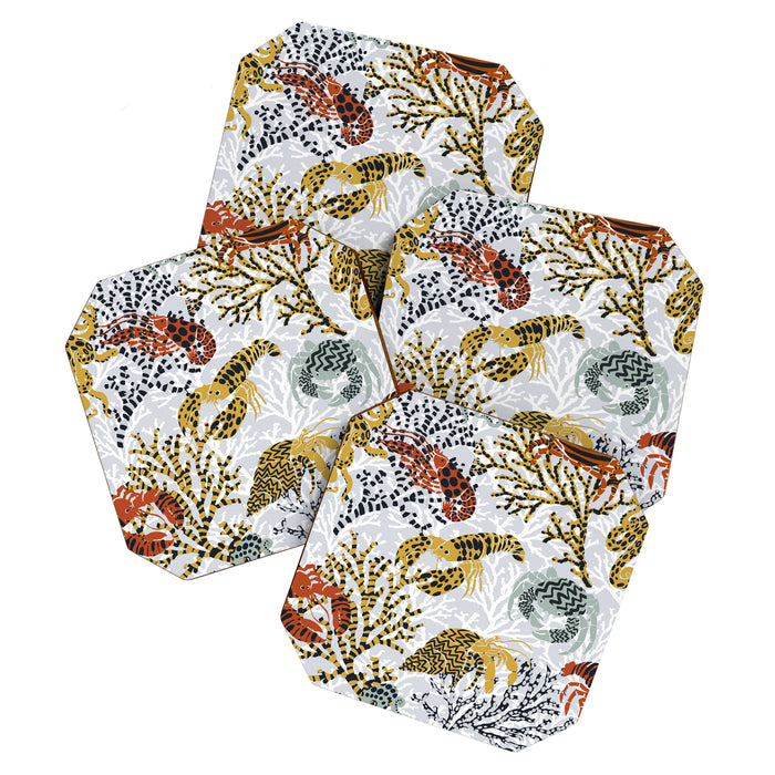 Vibrant coral reef light grey downtoned Coaster Gallery Image 1
