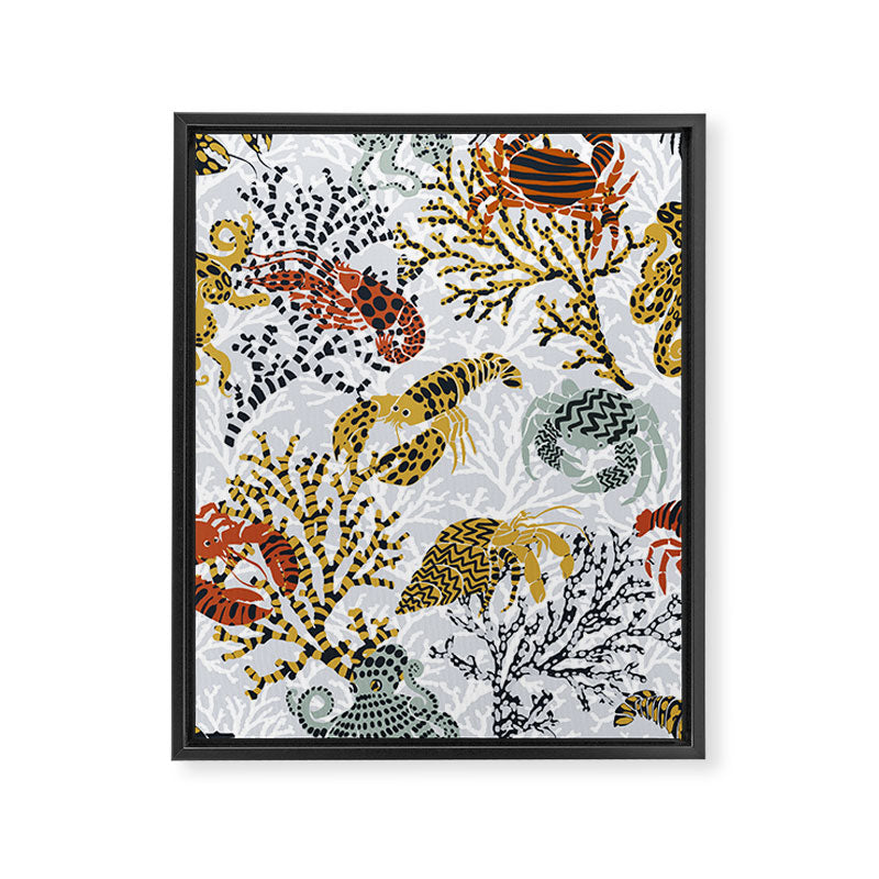 Vibrant coral reef light grey downtoned Framed Canvas Print Gallery Image 6