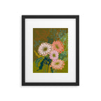 Vintage Bouquet of flowers in warm green colors Framed Art Print Gallery Image 5