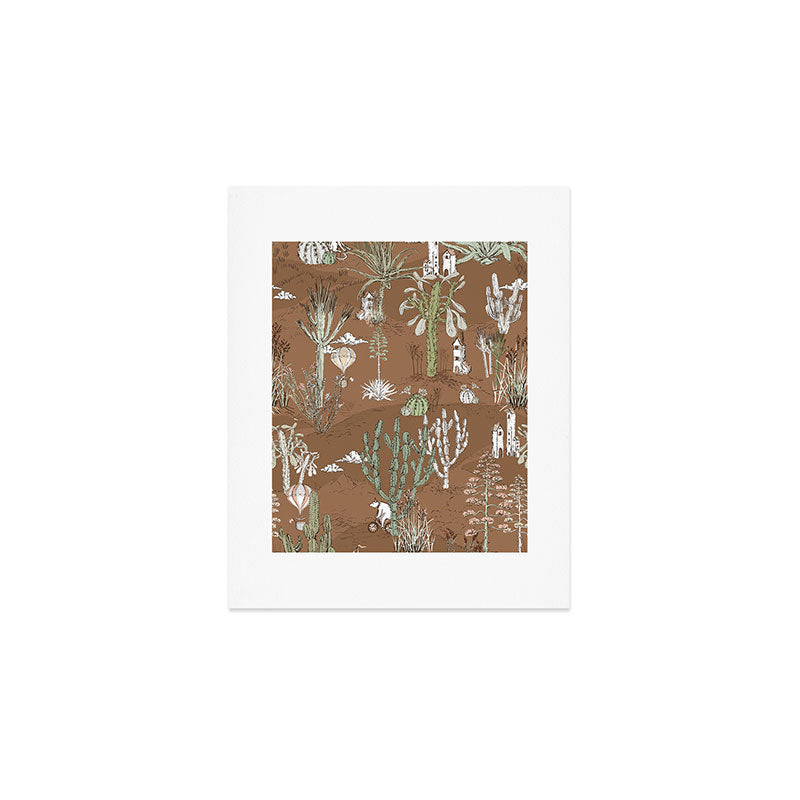 whimsical cactus earthy landscape Art Print Gallery Image 1