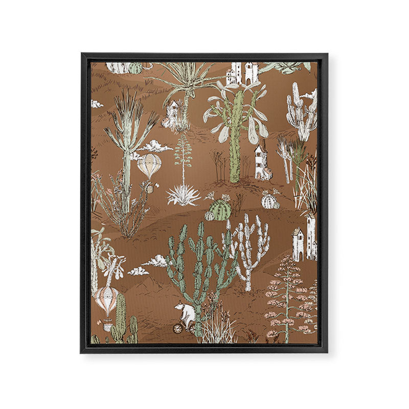 whimsical cactus earthy landscape Framed Canvas Print Gallery Image 6