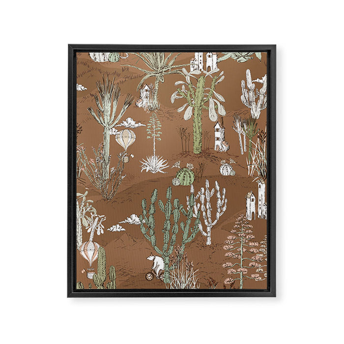 whimsical cactus earthy landscape Framed Canvas Print Gallery Image 1
