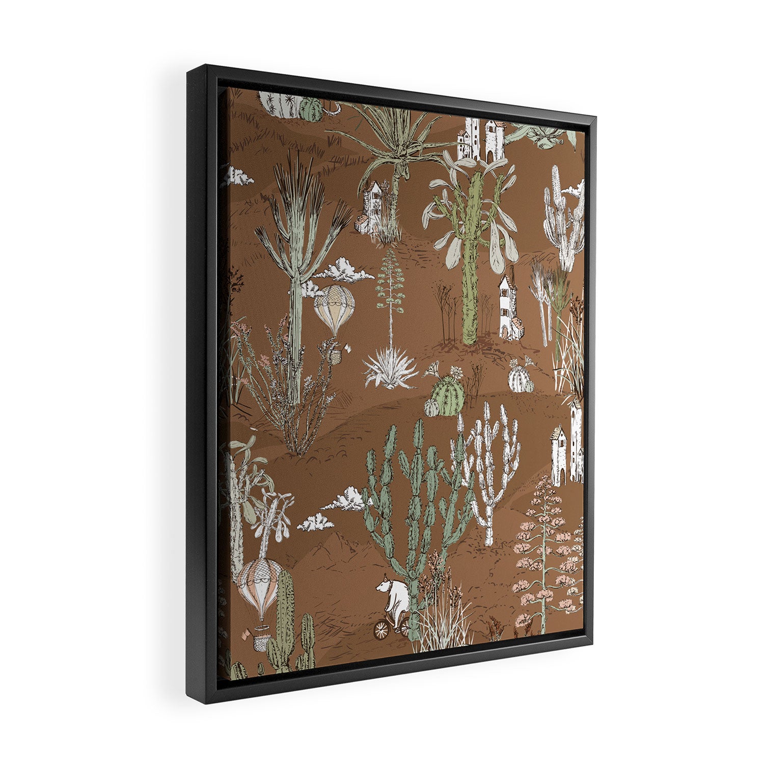 whimsical cactus earthy landscape Framed Canvas Print Gallery Image 2