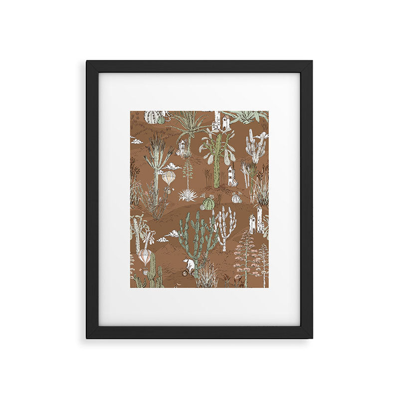 whimsical cactus earthy landscape Framed Art Print Gallery Image 5