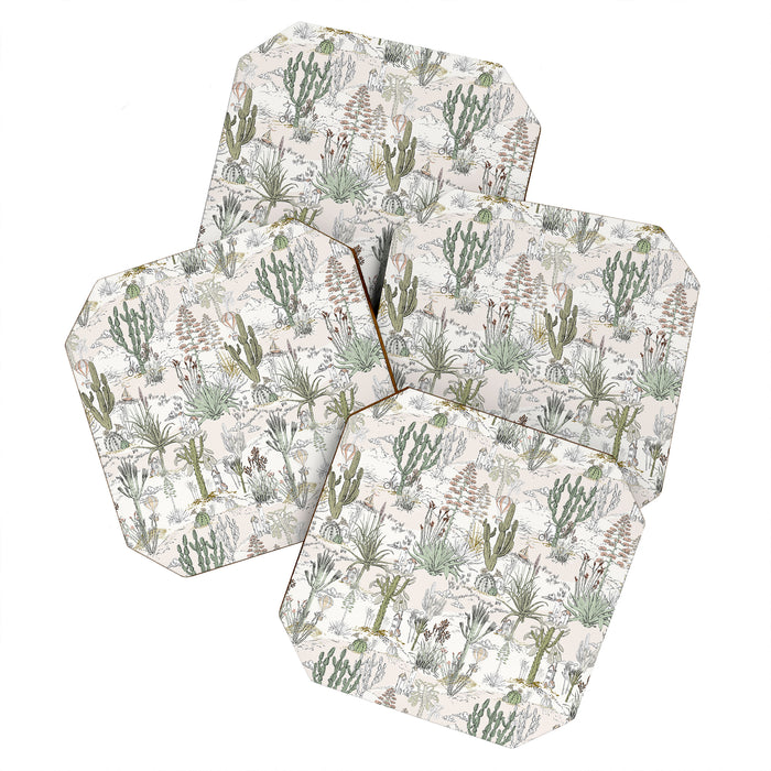 whimsical cactus landscape airy Coaster Gallery Image 1