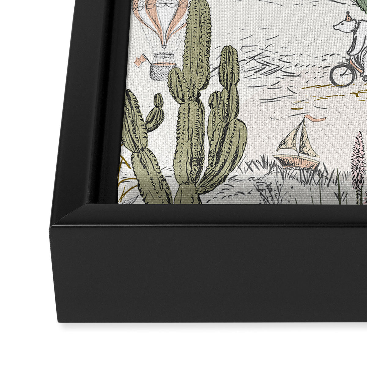 whimsical cactus landscape airy Framed Canvas Print Gallery Image 3