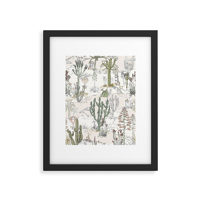 whimsical cactus landscape airy Framed Art Print Gallery Image 1