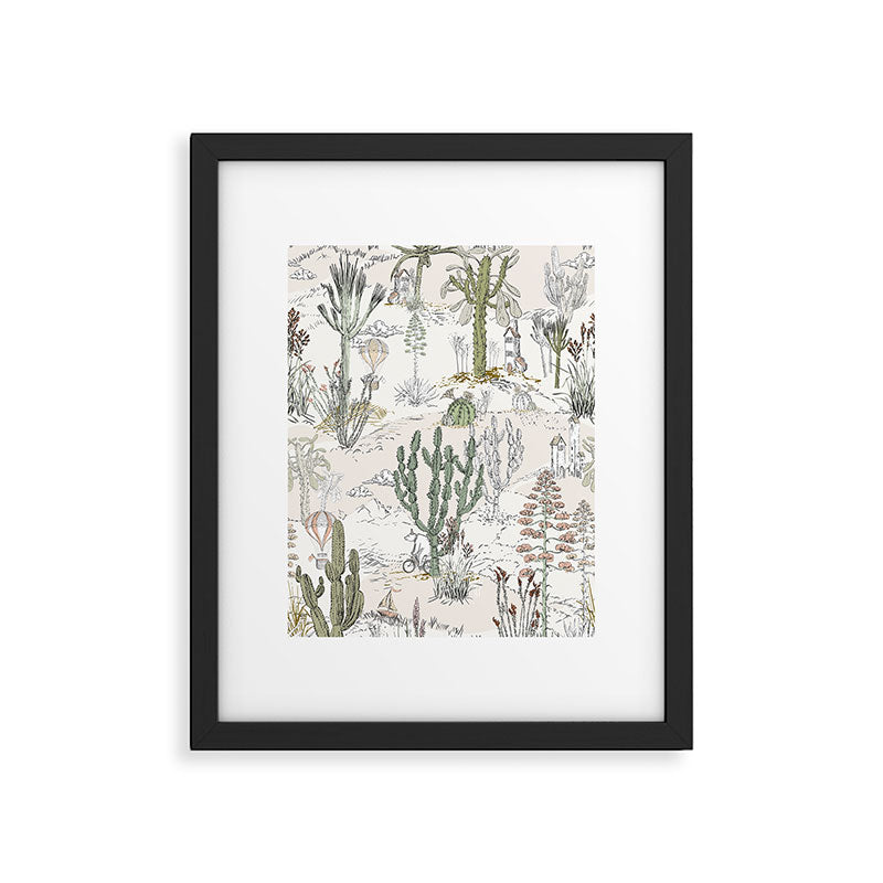 whimsical cactus landscape airy Framed Art Print Gallery Image 5