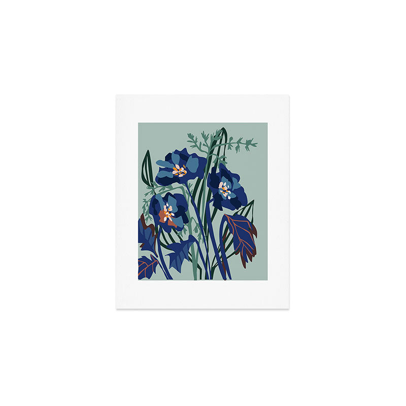 Wild flowers light â modern floral illustration Art Print Gallery Image 1