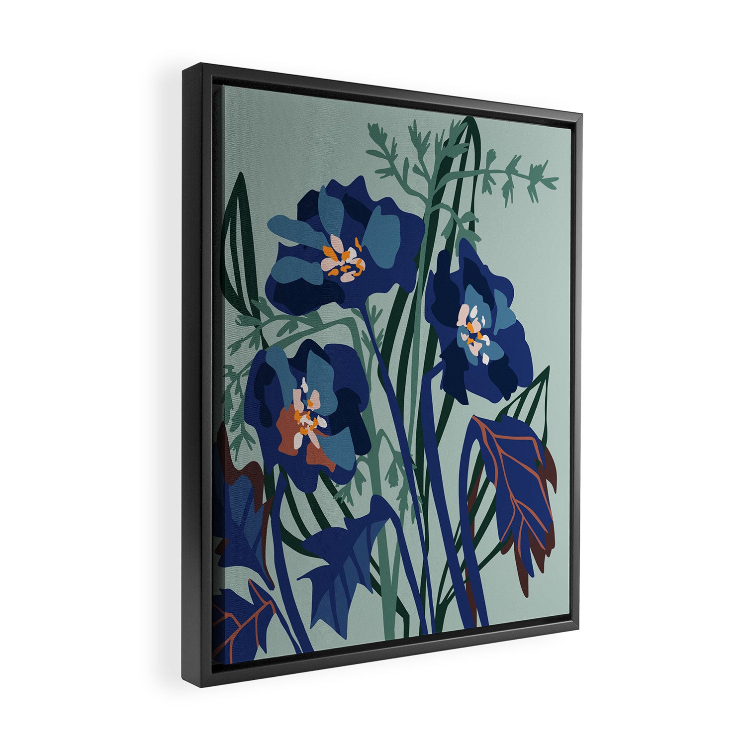 Wild flowers light â modern floral illustration Framed Canvas Print Gallery Image 2