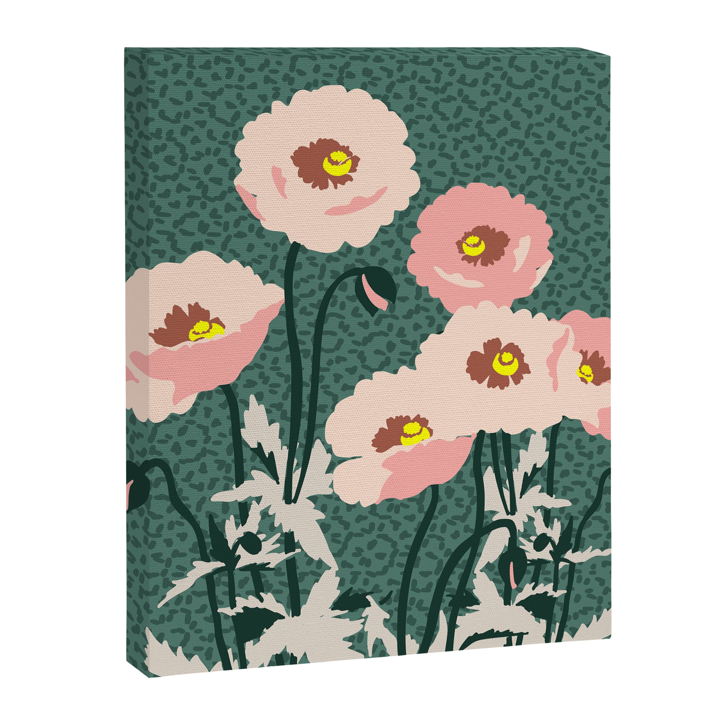 wild garden flowers: poppy flowers - modern illustration Canvas Print Gallery Image 8