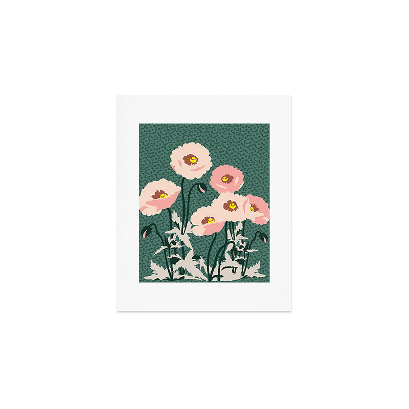 wild garden flowers: poppy flowers - modern illustration Art Print Gallery Image 1
