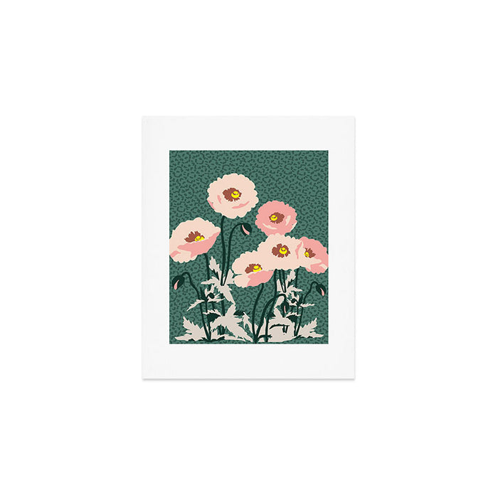 wild garden flowers: poppy flowers - modern illustration Art Print Gallery Image 1