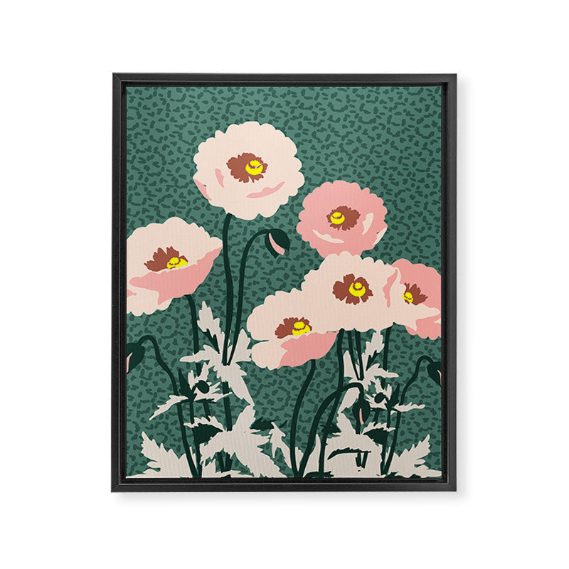 wild garden flowers: poppy flowers - modern illustration Framed Canvas Print Gallery Image 8