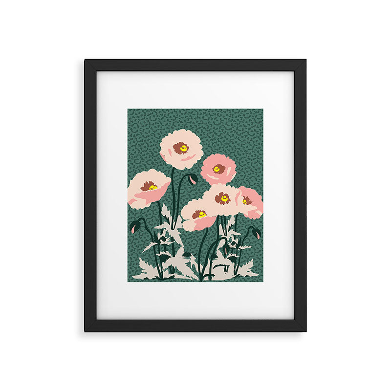 wild garden flowers: poppy flowers - modern illustration Framed Art Print Gallery Image 6