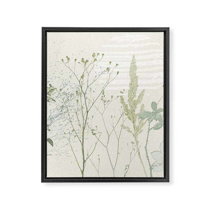 Wild Meadow Plant based calming atmosphere natural green Framed Canvas Print Gallery Image 1