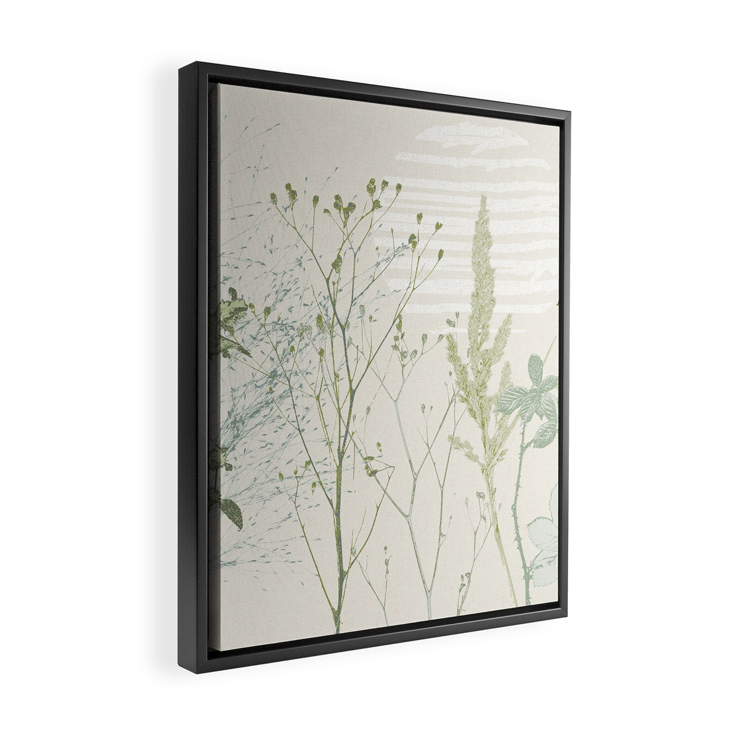 Wild Meadow Plant based calming atmosphere natural green Framed Canvas Print Gallery Image 2