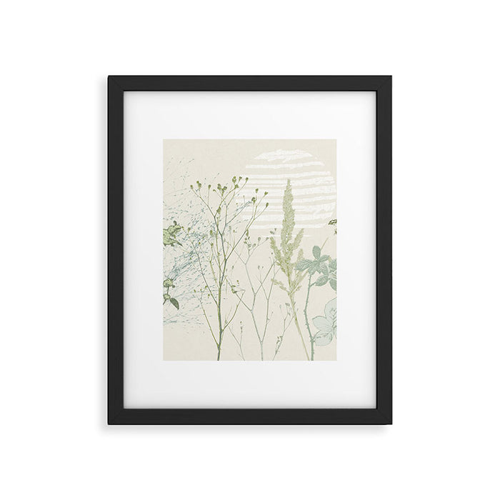 Wild Meadow Plant based calming atmosphere natural green Framed Art Print Gallery Image 1