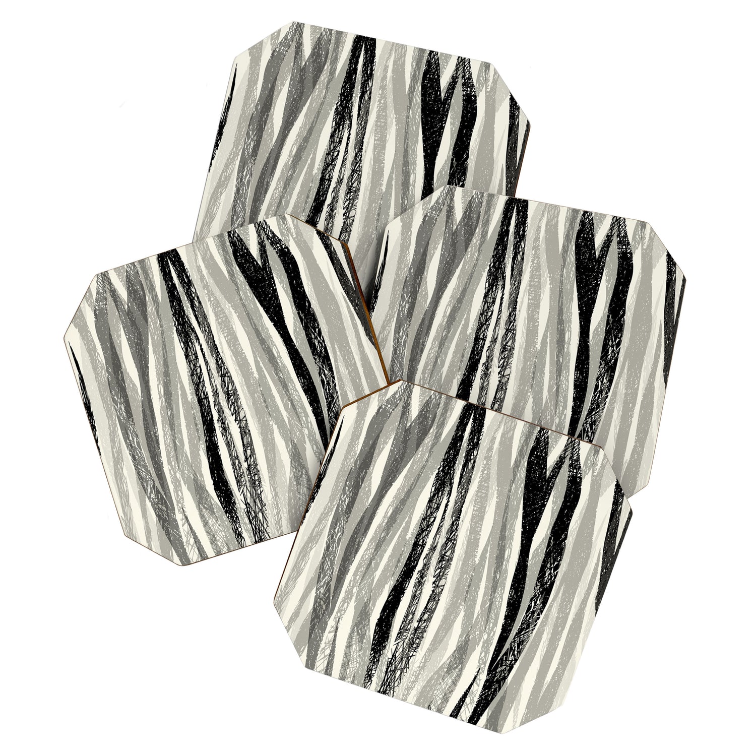 Wildlife Safari animal print black and white Coaster Gallery Image 1