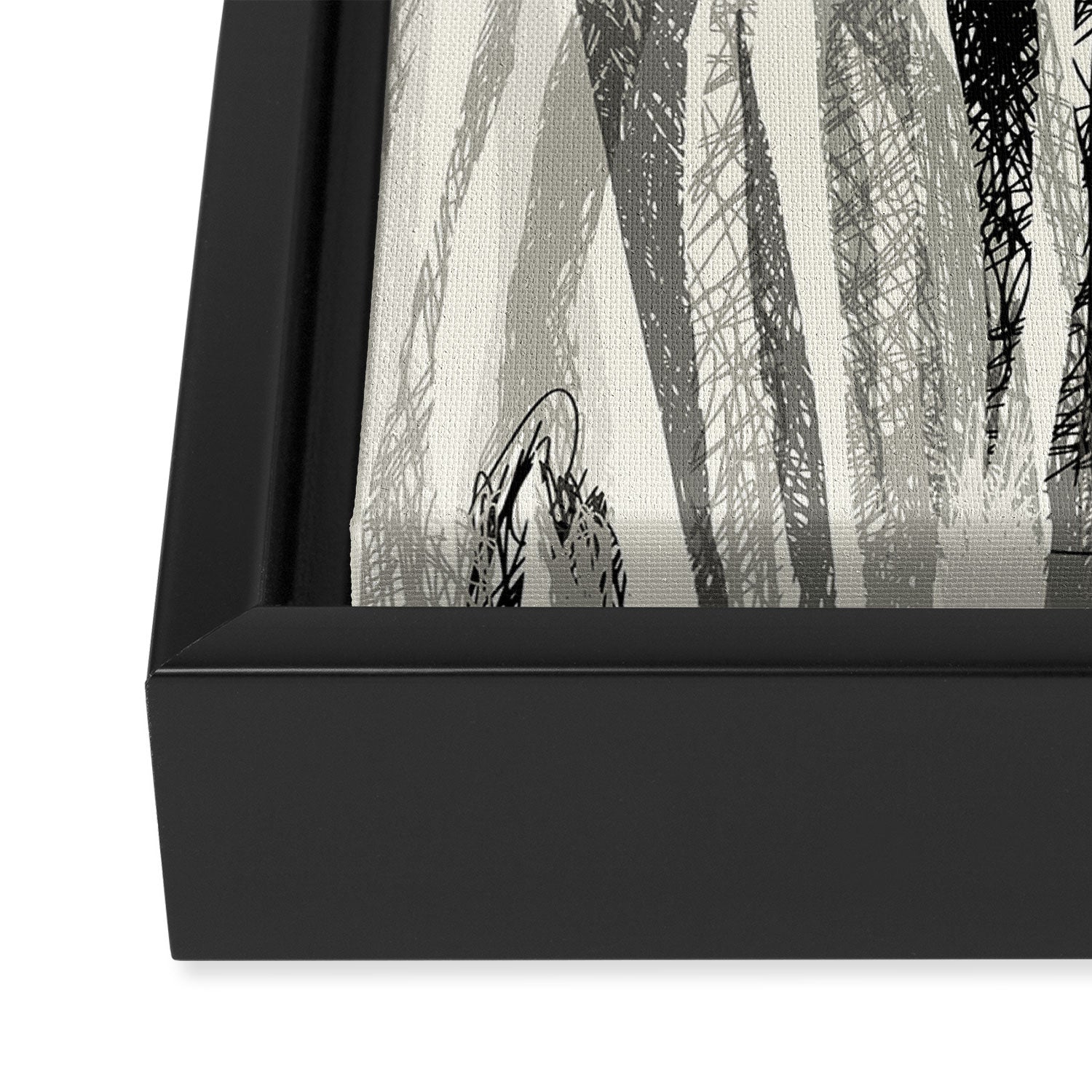 Wildlife Safari animal print black and white Framed Canvas Print Gallery Image 3