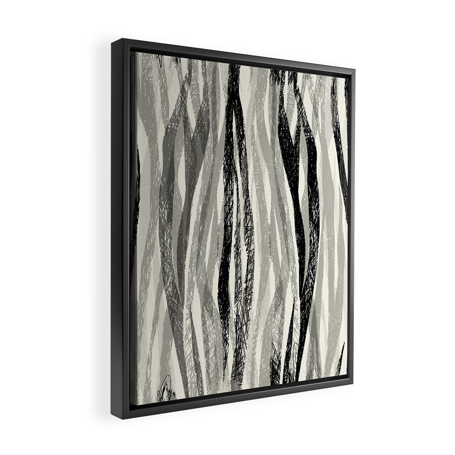 Wildlife Safari animal print black and white Framed Canvas Print Gallery Image 2