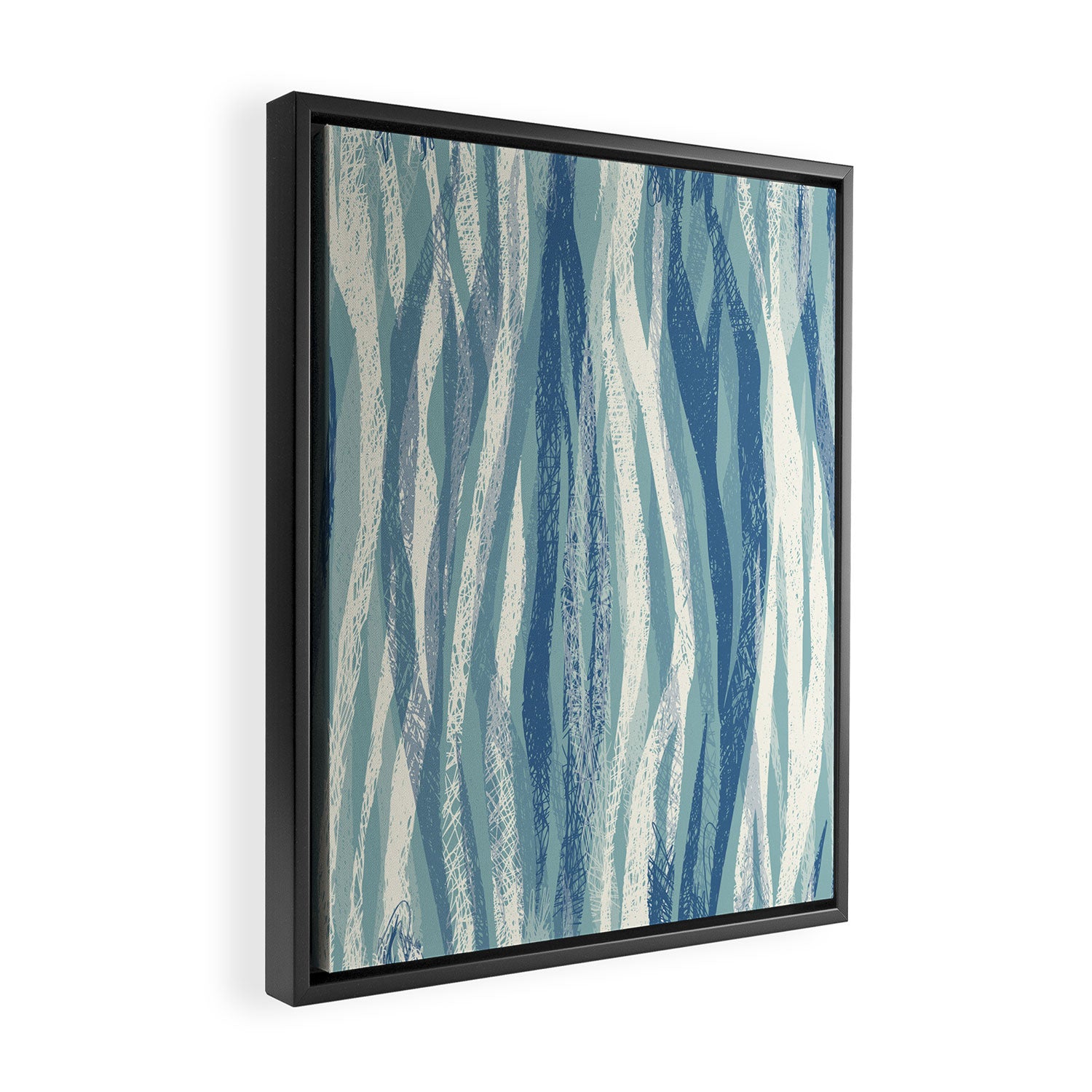 Wildlife Safari animal print blue Framed Canvas Print Gallery Image 2