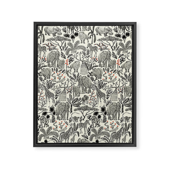Wildlife Safari black ´n white Framed Canvas Print Gallery Image 1