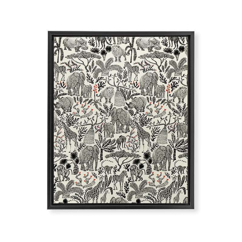 Wildlife Safari black ´n white Framed Canvas Print Gallery Image 6