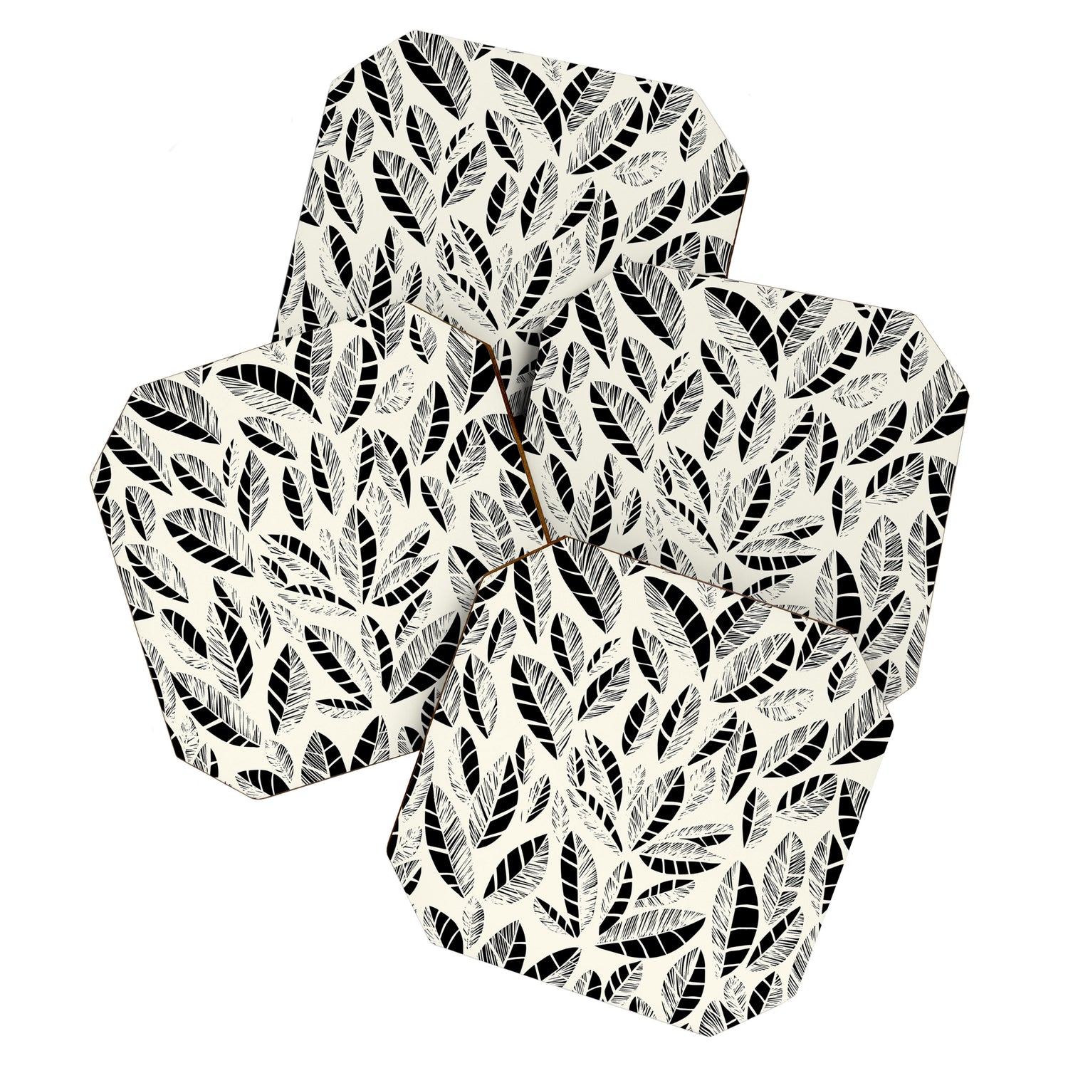 Wildlife Safari Laeves black ´n white Coaster Gallery Image 1