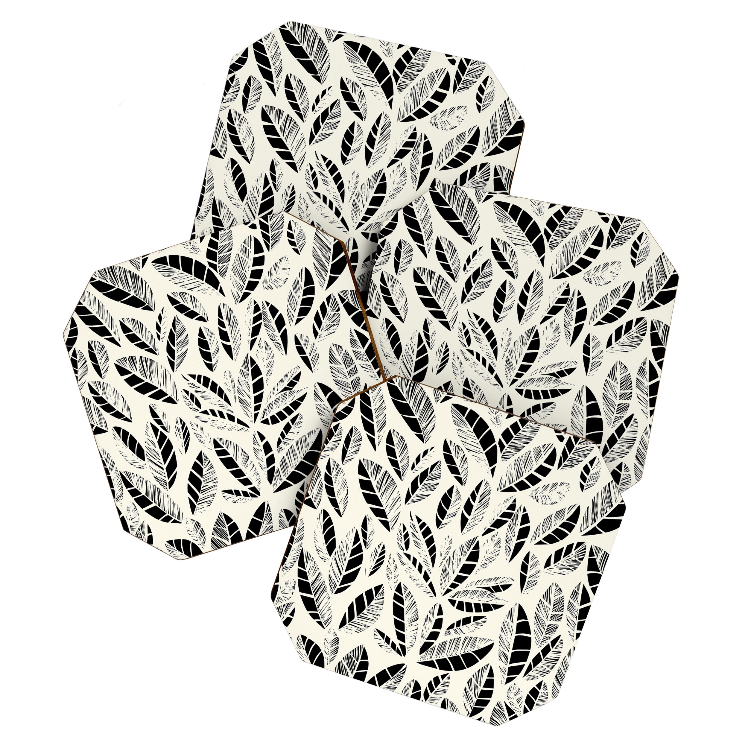 Wildlife Safari Laeves black ´n white Coaster Gallery Image 1