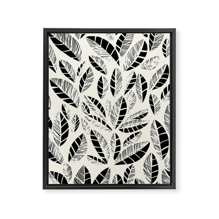Wildlife Safari Laeves black ´n white Framed Canvas Print Gallery Image 1