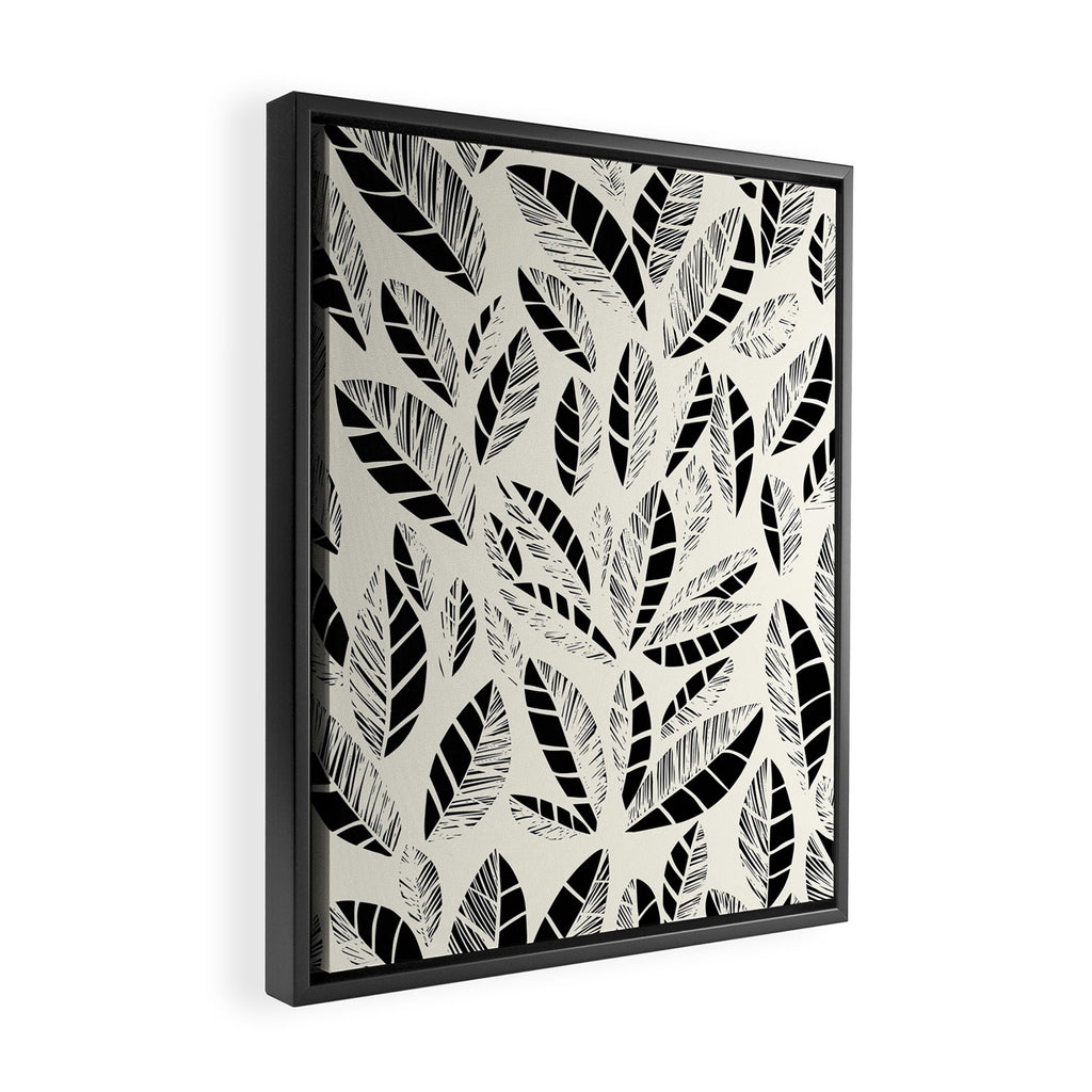 Wildlife Safari Laeves black ´n white Framed Canvas Print Gallery Image 2