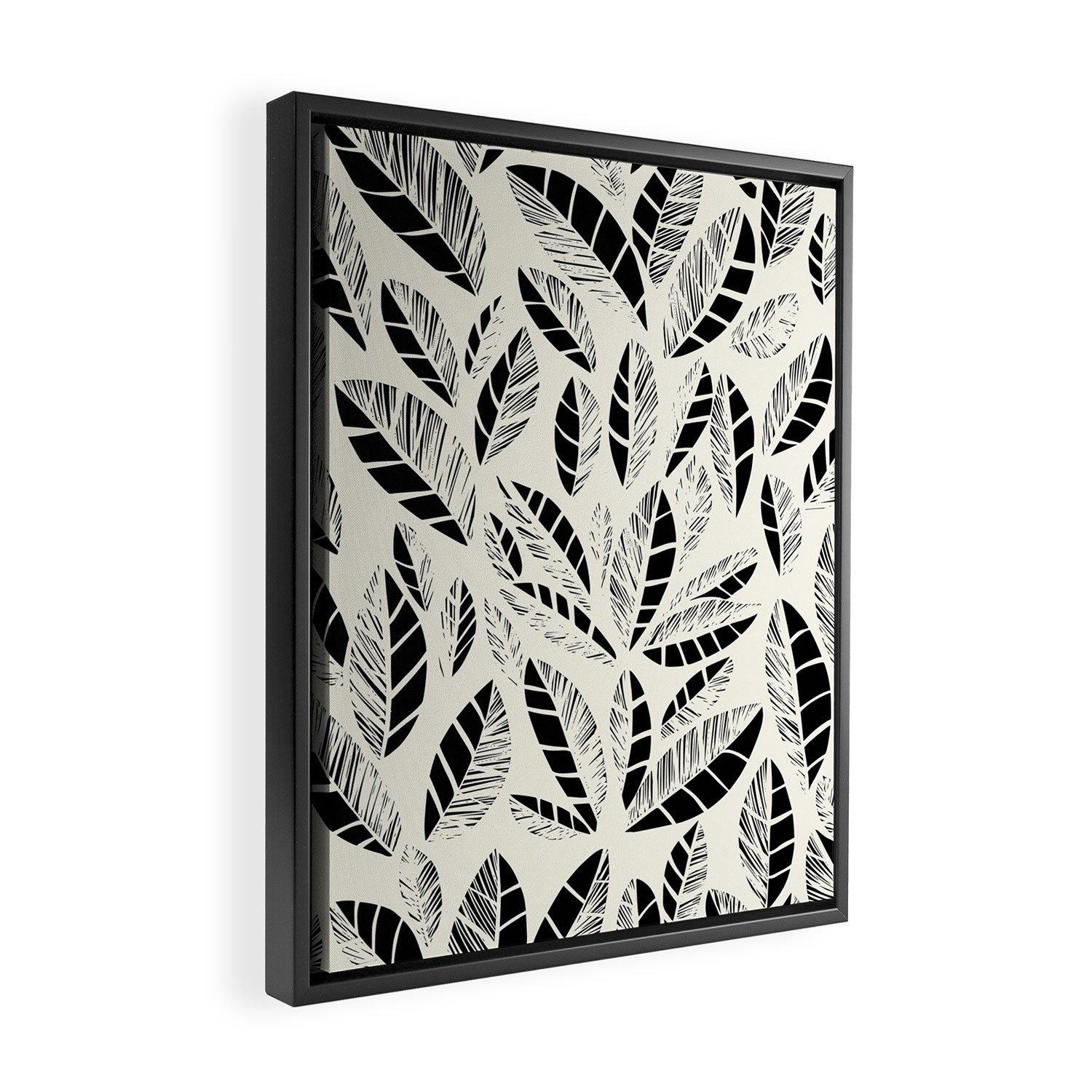 Wildlife Safari Laeves black ´n white Framed Canvas Print Gallery Image 2