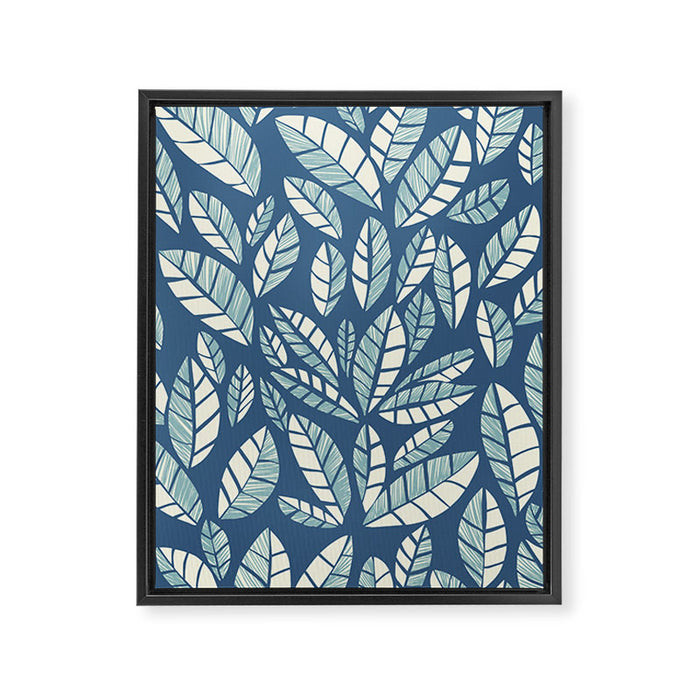 Wildlife Safari Laeves blue Framed Canvas Print Gallery Image 1