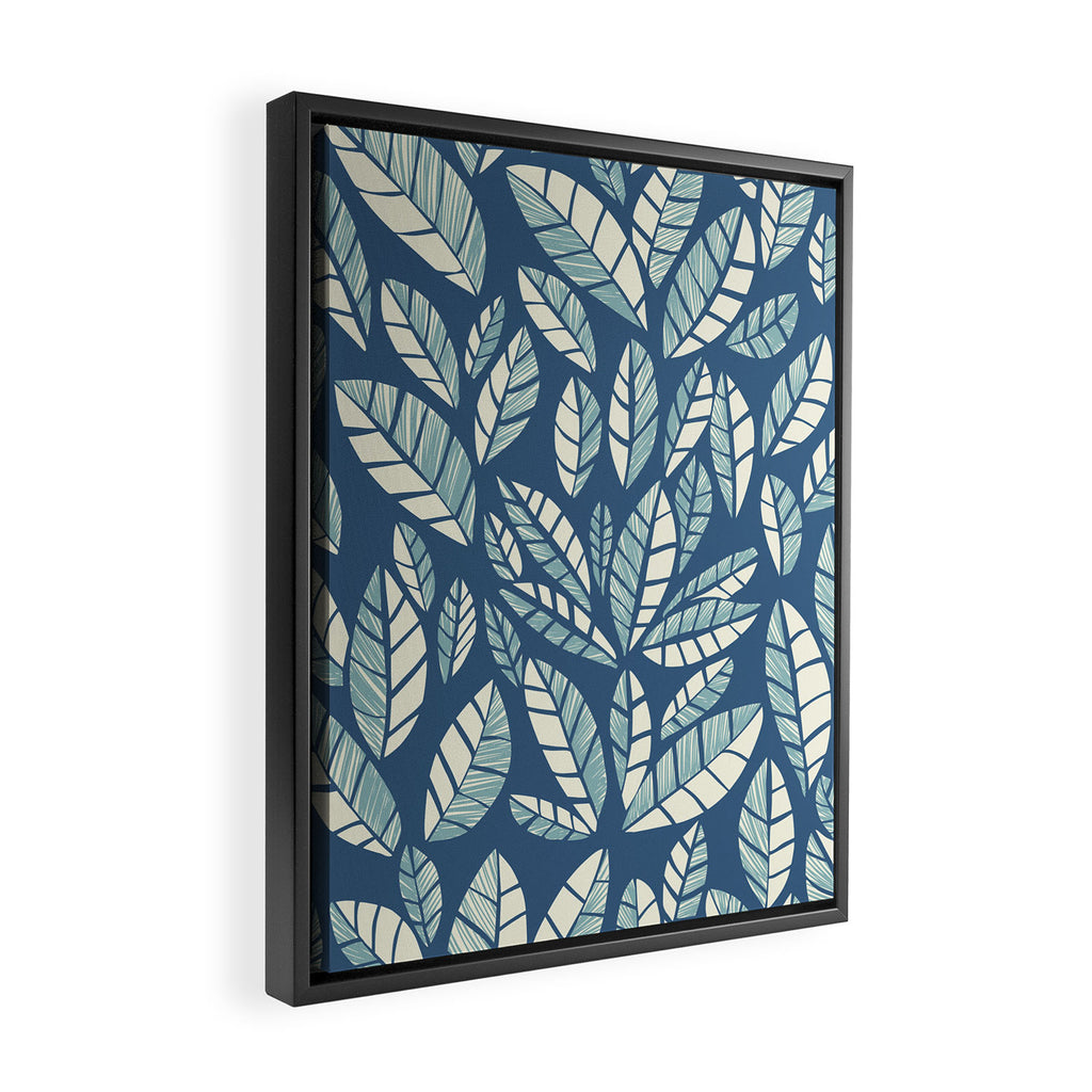 Wildlife Safari Laeves blue Framed Canvas Print Gallery Image 2