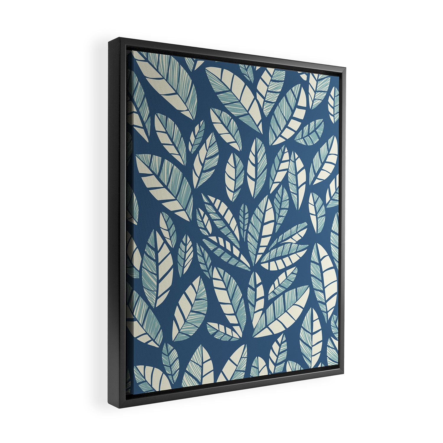 Wildlife Safari Laeves blue Framed Canvas Print Gallery Image 2