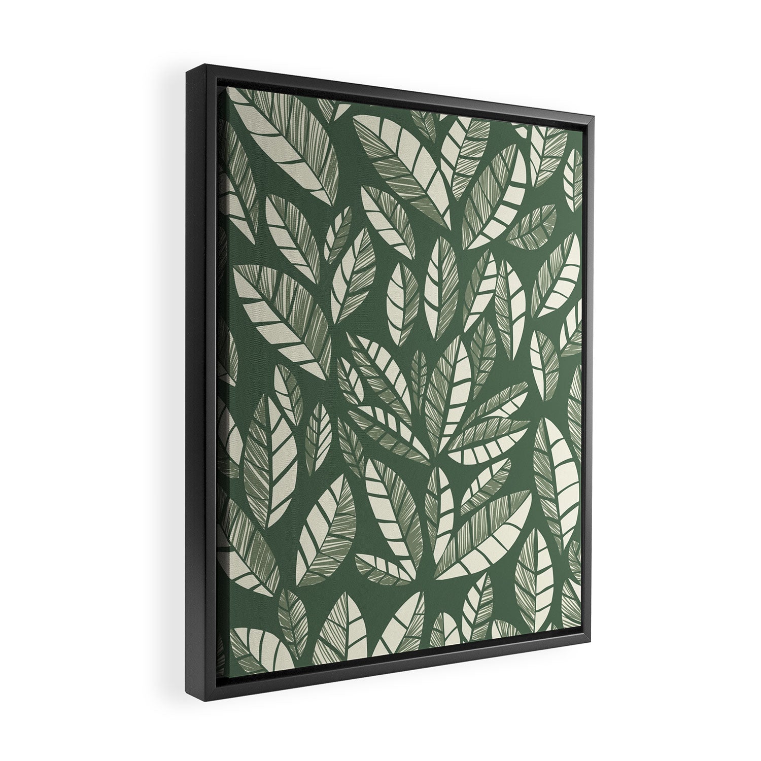 Wildlife Safari Laeves green Framed Canvas Print Gallery Image 2