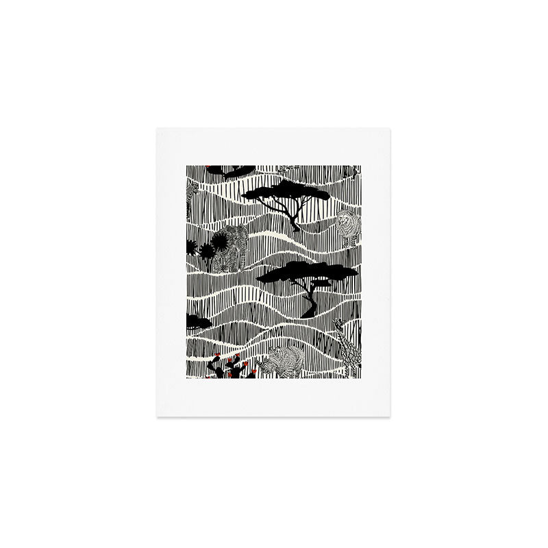 Wildlife Safari Savannah black ´n white Art Print Gallery Image 1