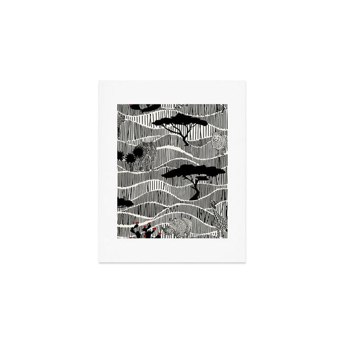 Wildlife Safari Savannah black ´n white Art Print Gallery Image 1