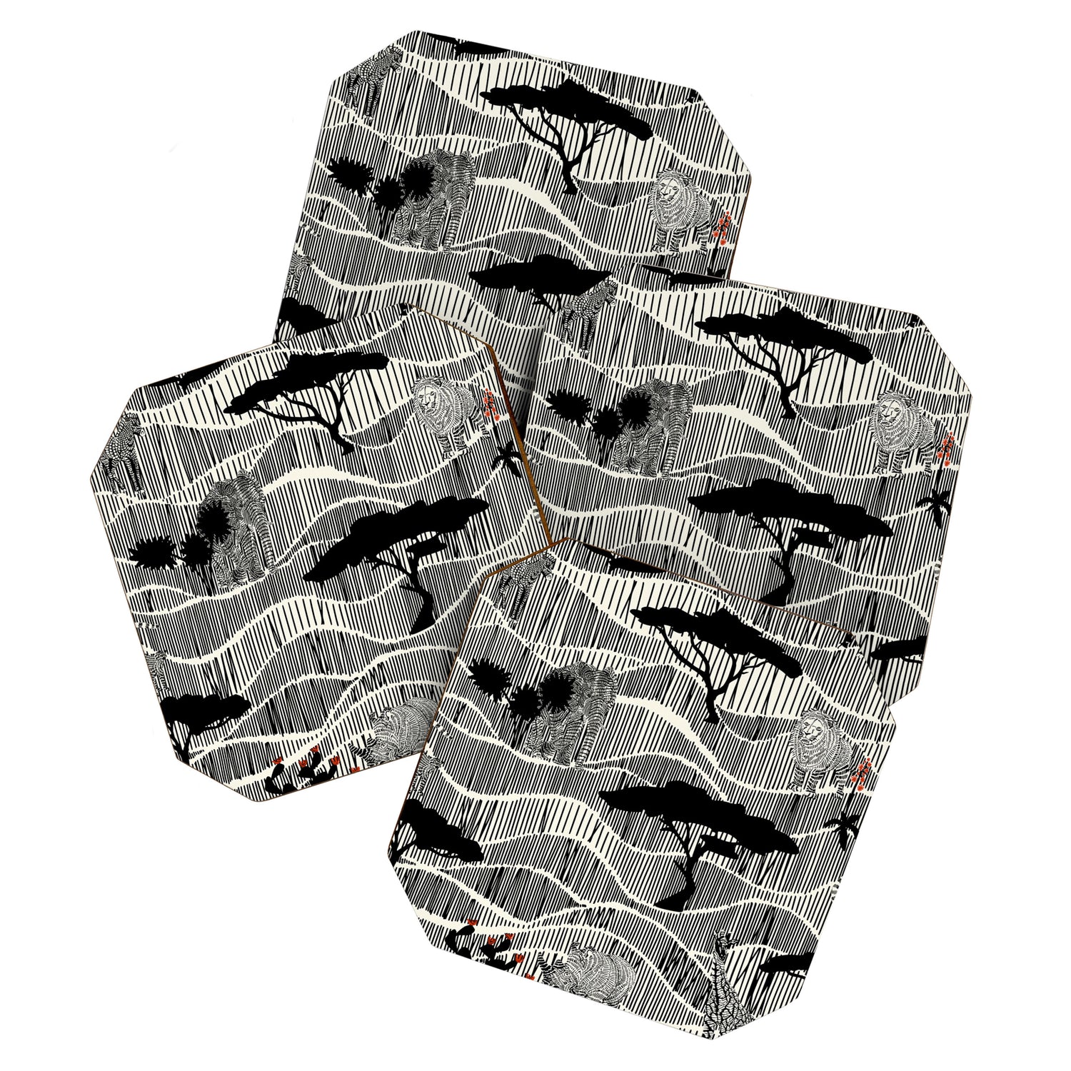 Wildlife Safari Savannah black ´n white Coaster Gallery Image 1