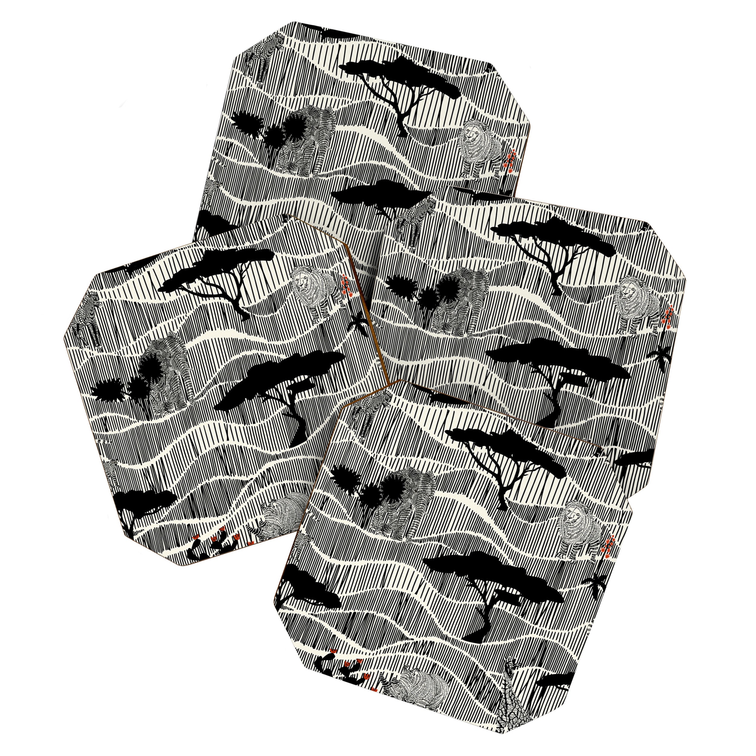 Wildlife Safari Savannah black ´n white Coaster Gallery Image 1