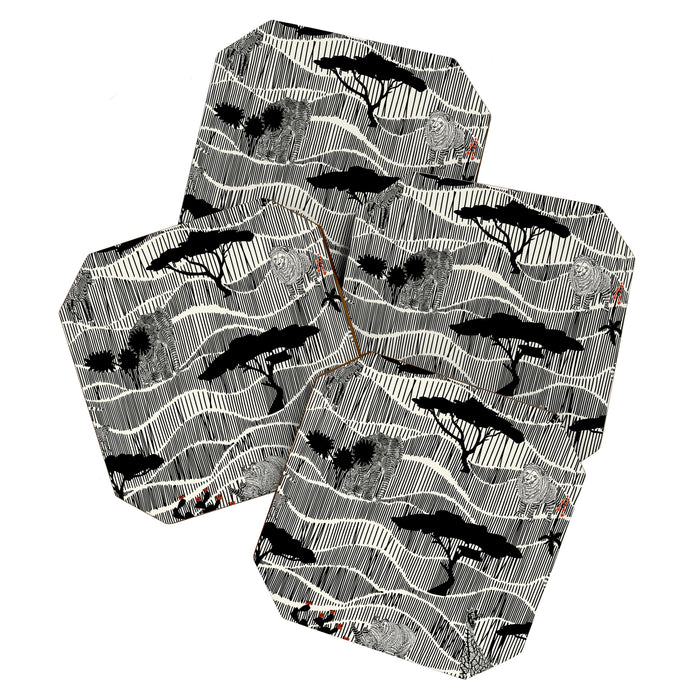 Wildlife Safari Savannah black ´n white Coaster Gallery Image 1