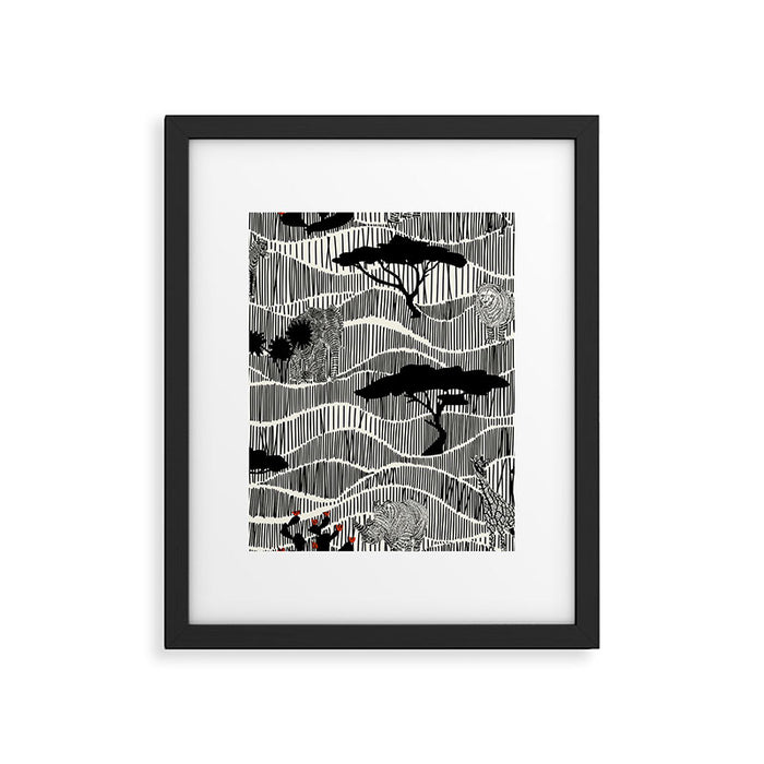 Wildlife Safari Savannah black ´n white Framed Art Print Gallery Image 1